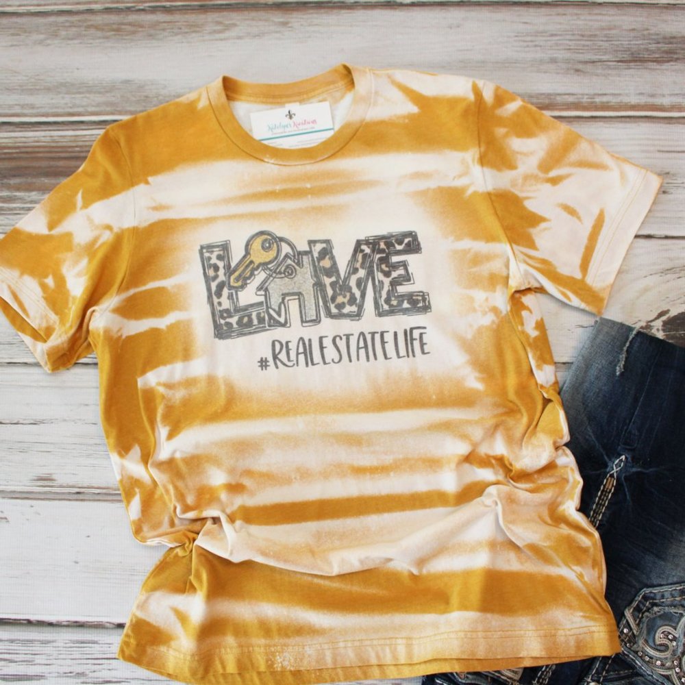 New Hand Bleached Unisex Tee Large - #REALESTATELIFE - RTS